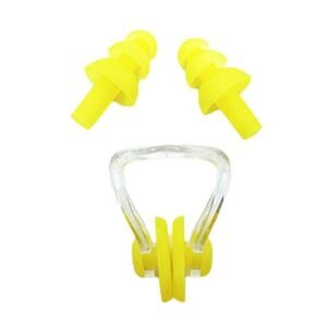 Ear plugs , Nose plug set for swimming pool activities .